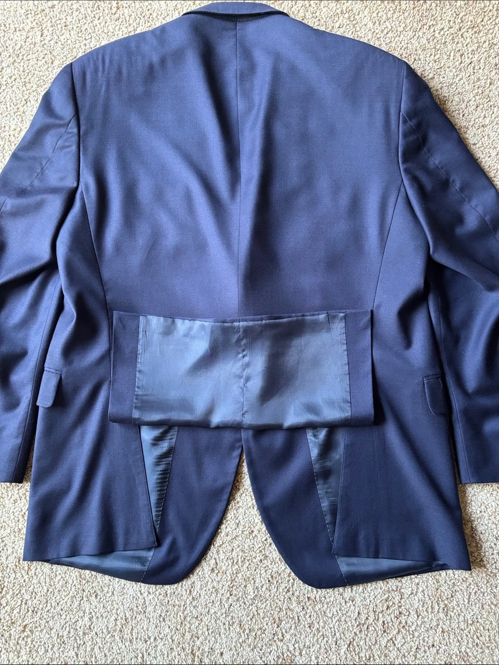 Peter Millar Classic Navy Blue Hopsack Wool 2 Btn Blazer Jacket Coat 48 L Tall